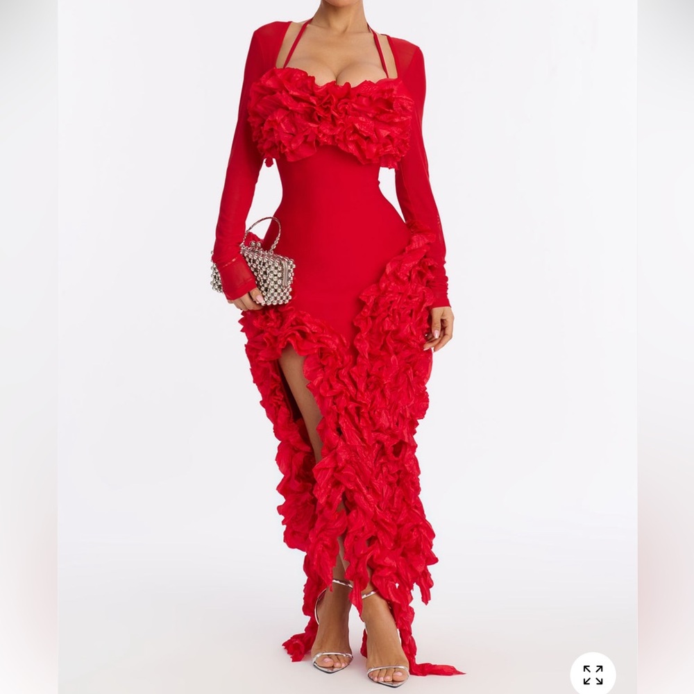 Fashion Nova Vibrant Red Asymmetrical Dress